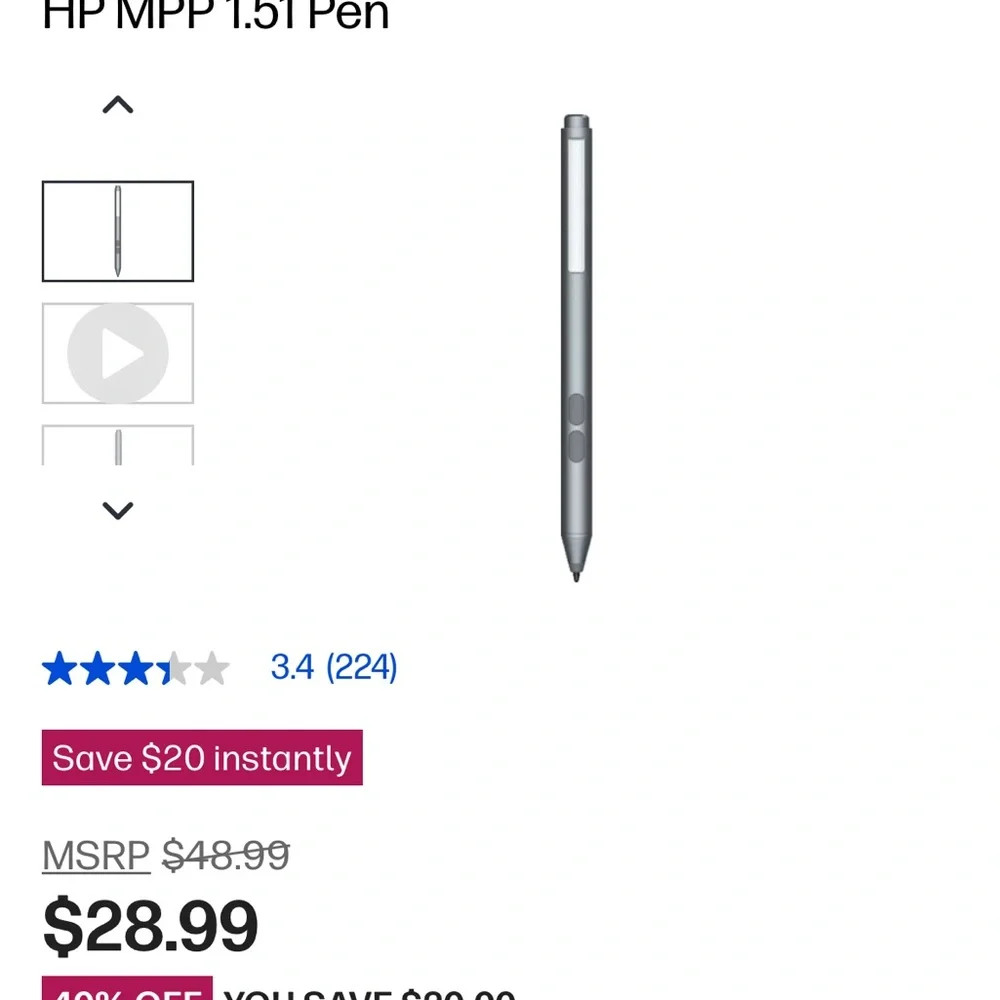 HP MPP 1.51 Stylus Pen in Metallic Gray